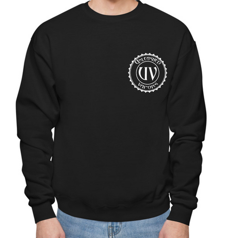 Unleashed Vapors - Crew Neck Sweatshirt OG Logo (Black/White)